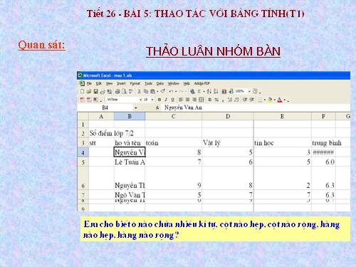 Bài 5. Thao tác với bảng tính