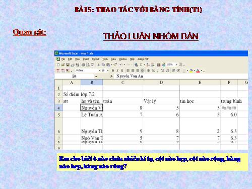 Bài 5. Thao tác với bảng tính