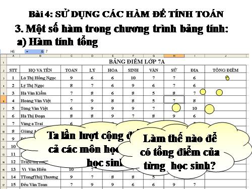 Bài 4. Sử dụng các hàm để tính toán