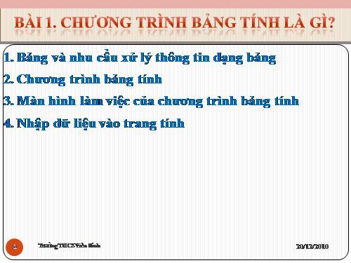 Bài 1. Chương trình bảng tính là gì?