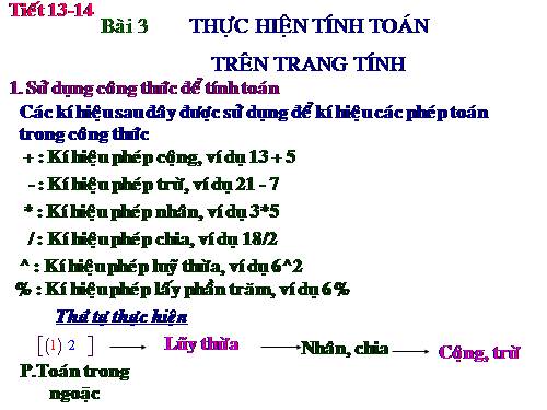 Bài 3. Thực hiện tính toán trên trang tính