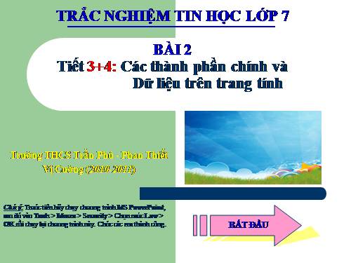 Bài 2. Các thành phần chính và dữ liệu trên trang tính