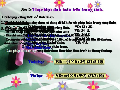 Bài 3. Thực hiện tính toán trên trang tính