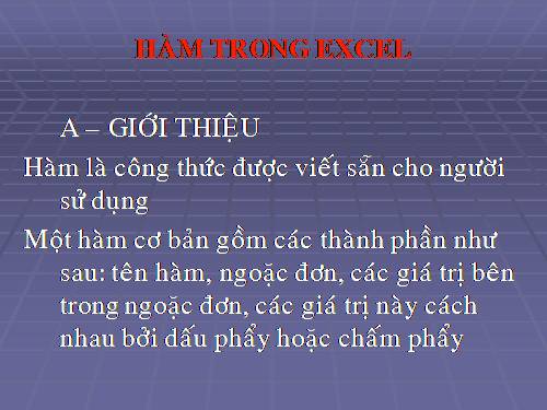 dung ham trong Excel