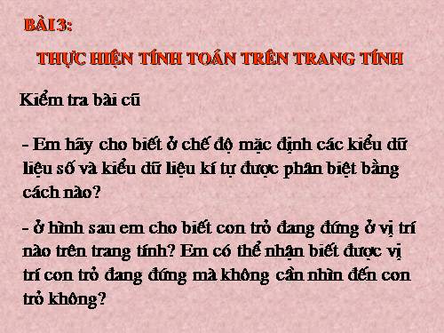 Bài 3. Thực hiện tính toán trên trang tính