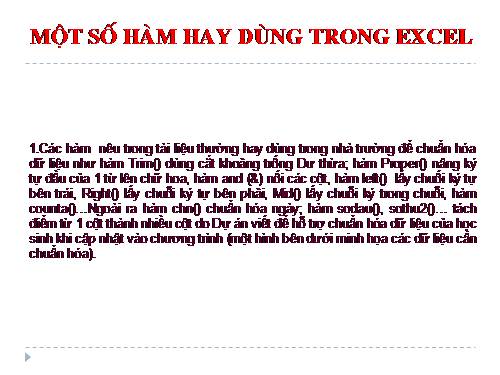 Một số hàm hay dùng trong Excel