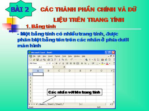 Bài 2. Các thành phần chính và dữ liệu trên trang tính