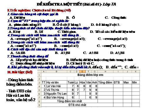 Tiết 22- Bài kiểm tra 1 tiết