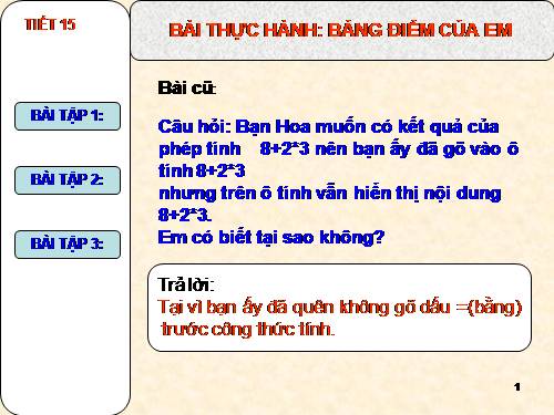 Bài thực hành 3. Bảng điểm của em