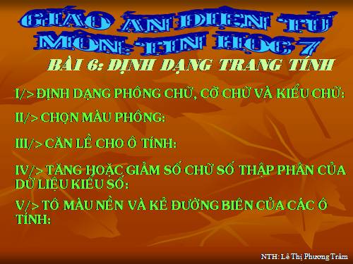 Bài 6. Định dạng trang tính