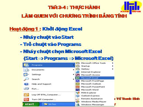 Bài thực hành 1. Làm quen với chương trình bảng tính Excel