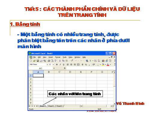 Bài 2. Các thành phần chính và dữ liệu trên trang tính