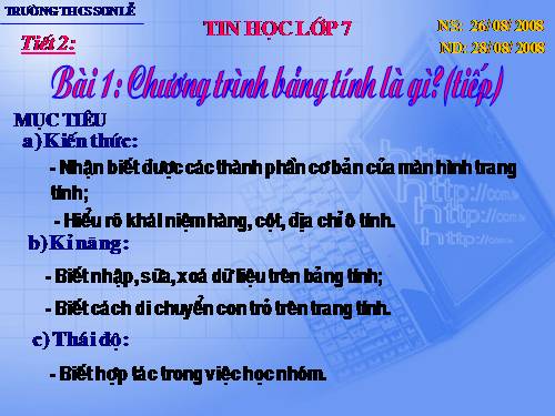 Bài 1. Chương trình bảng tính là gì?