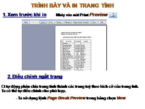 Bài 7. Trình bày và in trang tính