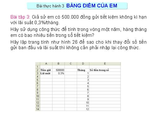 Bài thực hành 3. Bảng điểm của em