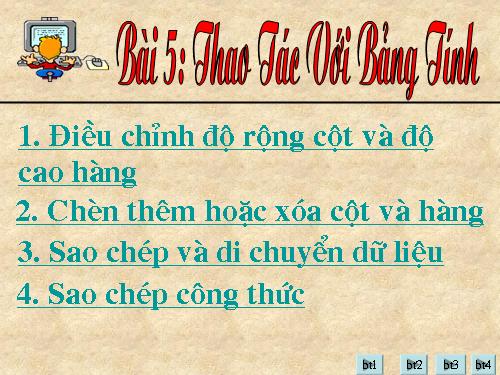 Bài 5. Thao tác với bảng tính