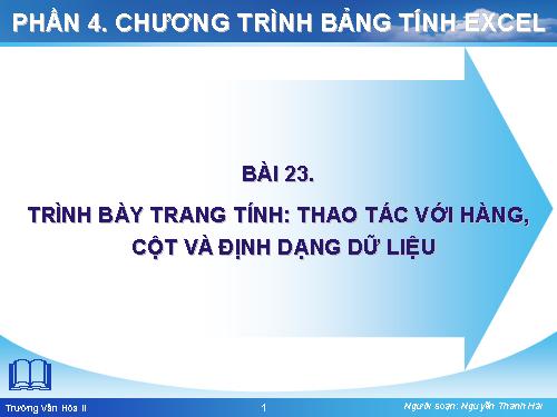 Bài 6. Định dạng trang tính