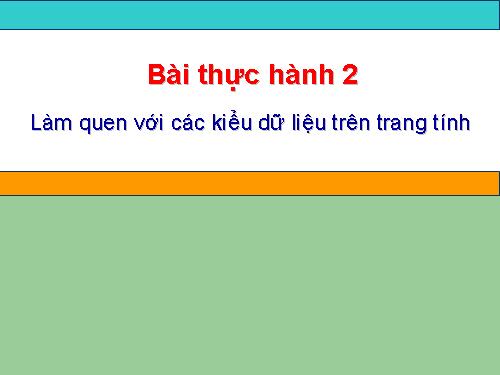 Bài thực hành 2. Làm quen với các kiểu dữ liệu trên trang tính