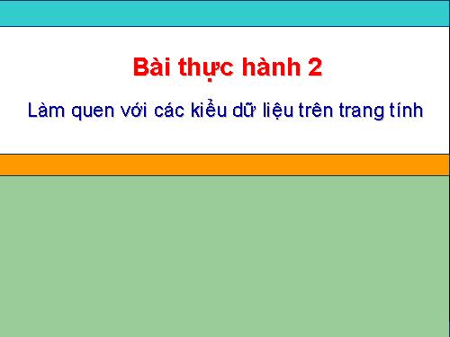 Bài thực hành 2. Làm quen với các kiểu dữ liệu trên trang tính