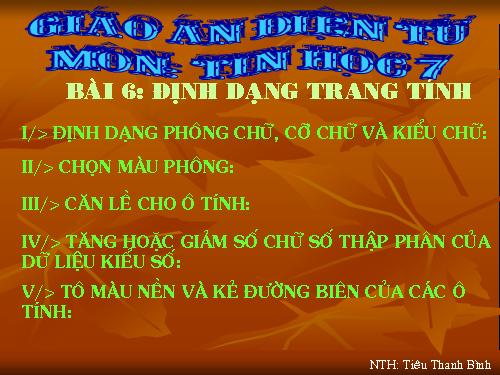 Bài 6. Định dạng trang tính