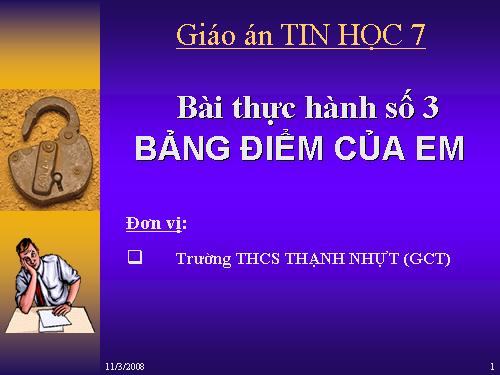 Bài thực hành 3. Bảng điểm của em