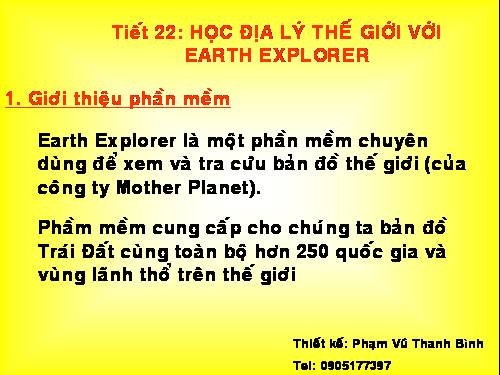 Bài đọc thêm 3. Học địa lí thế giới với Earth Explorer