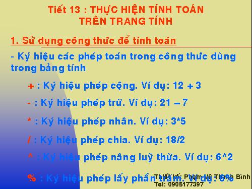 Bài 3. Thực hiện tính toán trên trang tính