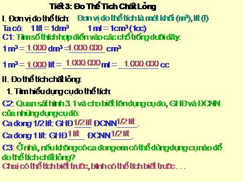 Bài 3. Đo thể tích chất lỏng