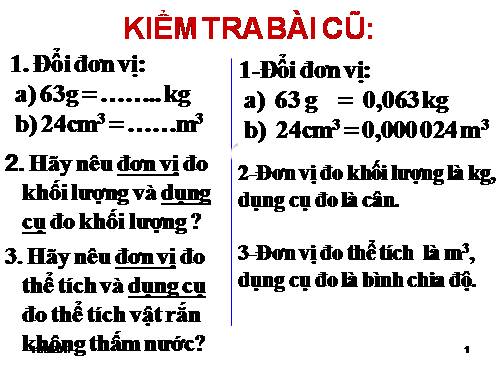 Bài 11. Khối lượng riêng - Trọng lượng riêng