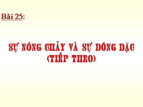 Bài 25. Sự nóng chảy và sự đông đặc (tiếp theo)