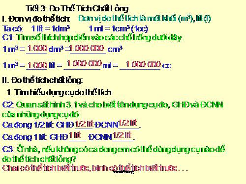 Bài 3. Đo thể tích chất lỏng