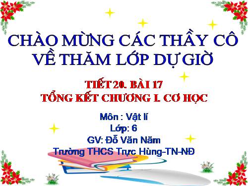 Bài 17. Tổng kết chương I: Cơ học