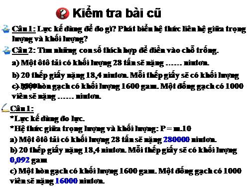 Bài 11. Khối lượng riêng - Trọng lượng riêng