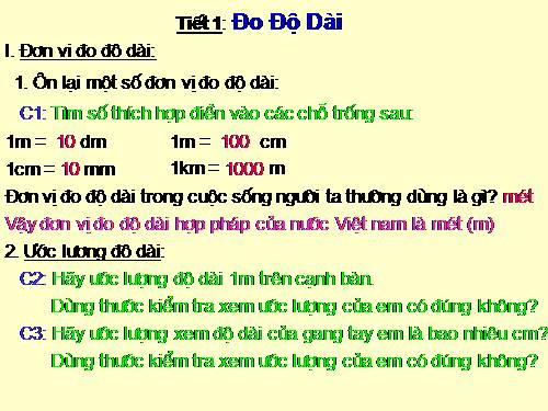 Bài 1. Đo độ dài