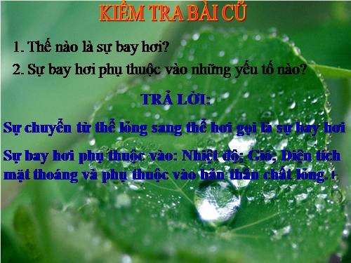 Bài 27. Sự bay hơi và sự ngưng tụ (tiếp theo)