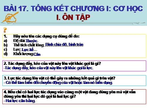 Bài 17. Tổng kết chương I: Cơ học