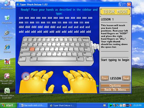Luyện ngón cùng phần mềm Typer Shark Deluxe
