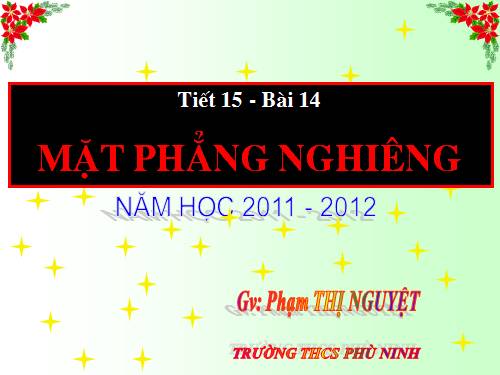 Bài 14. Mặt phẳng nghiêng