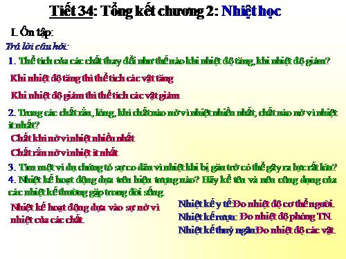 Bài 30. Tổng kết chương II : Nhiệt học