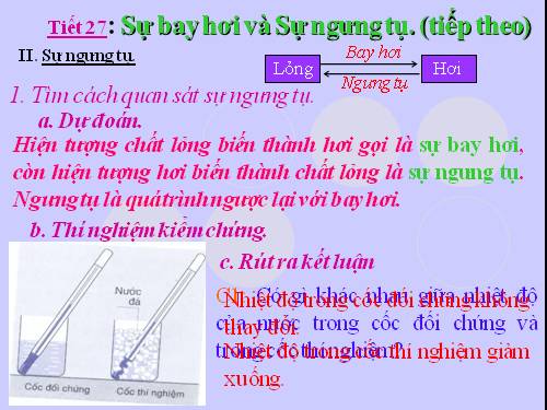 Bài 27. Sự bay hơi và sự ngưng tụ (tiếp theo)