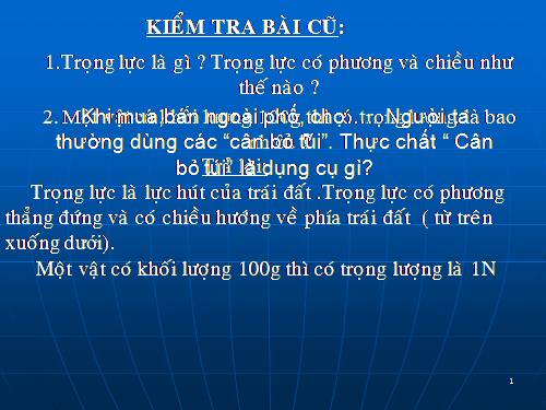 Bài 10. Lực kế - Phép đo lực - Trọng lượng và khối lượng