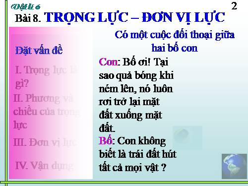 Bài 8. Trọng lực - Đơn vị lực