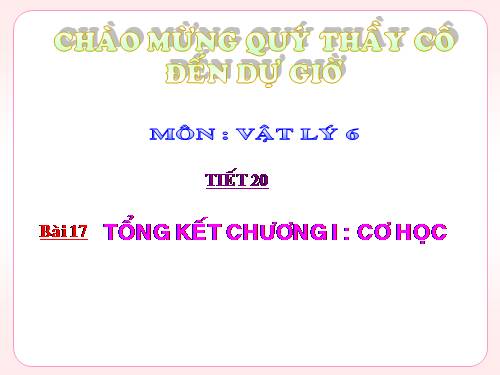 Bài 17. Tổng kết chương I: Cơ học