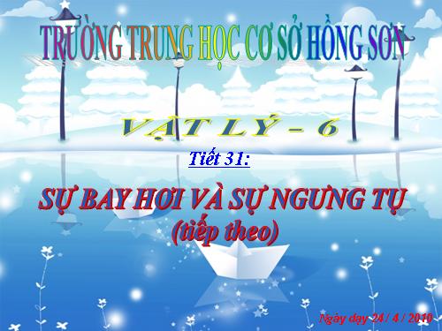 Bài 27. Sự bay hơi và sự ngưng tụ (tiếp theo)