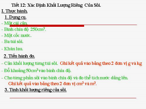 Bài 12. Thực hành: Xác định khối lượng riêng của sỏi