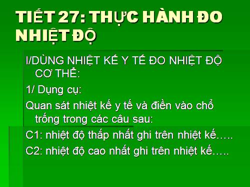 Bài 23. Thực hành đo nhiệt độ