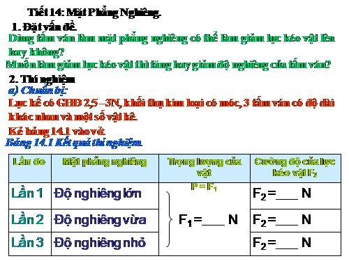 Bài 14. Mặt phẳng nghiêng