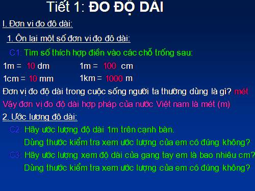 Bài 1. Đo độ dài