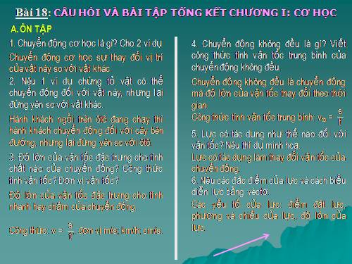 Bài 17. Tổng kết chương I: Cơ học