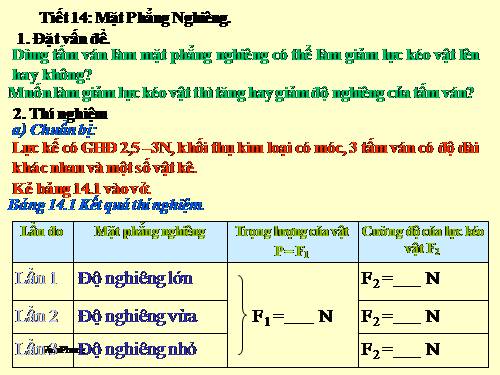 Bài 14. Mặt phẳng nghiêng